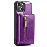 Dg.Ming iPhone 15 Skal M3 Series Löstagbar Korthållare Glitter Lila