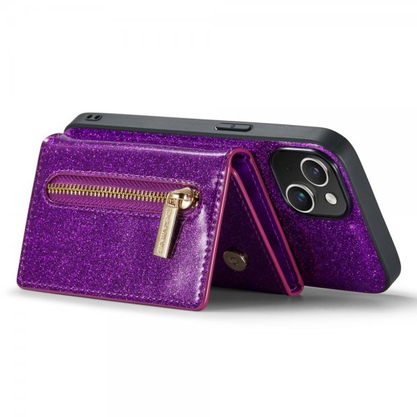 Dg.Ming iPhone 15 Skal M3 Series Löstagbar Korthållare Glitter Lila
