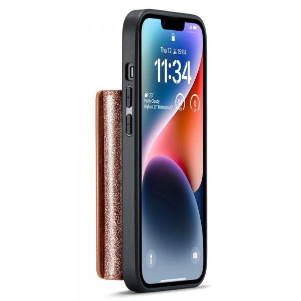Dg.Ming iPhone 15 Skal M3 Series Löstagbar Korthållare Glitter Roseguld
