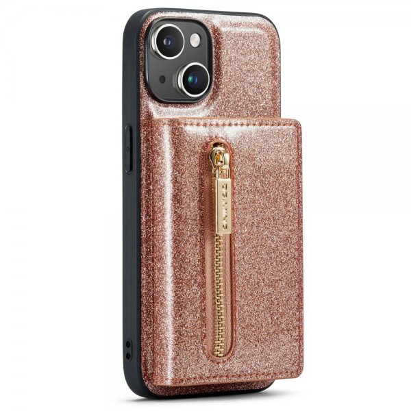 Dg.Ming iPhone 15 Skal M3 Series Löstagbar Korthållare Glitter Roseguld