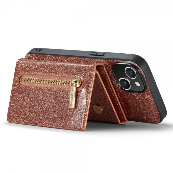 Dg.Ming iPhone 15 Skal M3 Series Löstagbar Korthållare Glitter Roseguld