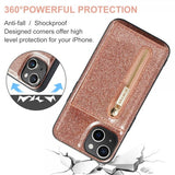 Dg.Ming iPhone 15 Skal M3 Series Löstagbar Korthållare Glitter Roseguld