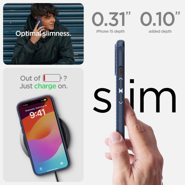 Spigen iPhone 15 Skal Mag Armor MagFit Navy Blue