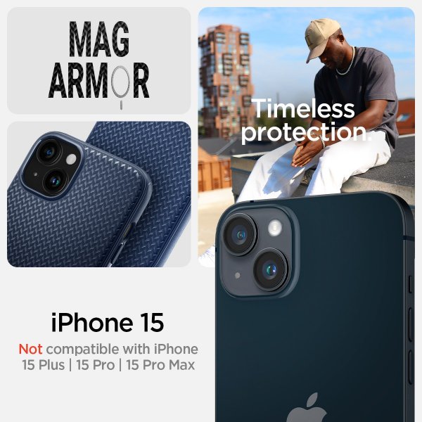 Spigen iPhone 15 Skal Mag Armor MagFit Navy Blue
