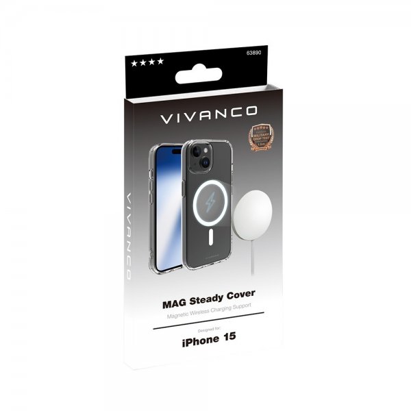 Vivanco iPhone 15 Skal Mag Steady Transparent