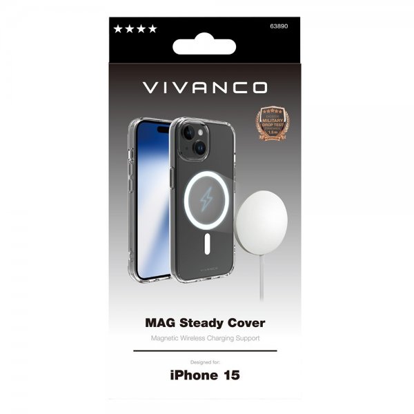 Vivanco iPhone 15 Skal Mag Steady Transparent