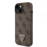 Guess iPhone 15 Skal Metal Logo Strass Crossbody Strap Brun