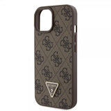 Guess iPhone 15 Skal Metal Logo Strass Crossbody Strap Brun