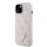 Guess iPhone 15 Skal Metal Logo Strass Crossbody Strap Rosa