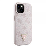 Guess iPhone 15 Skal Metal Logo Strass Crossbody Strap Rosa