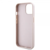 Guess iPhone 15 Skal Metal Logo Strass Crossbody Strap Rosa