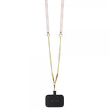 Guess iPhone 15 Skal Metal Logo Strass Crossbody Strap Rosa