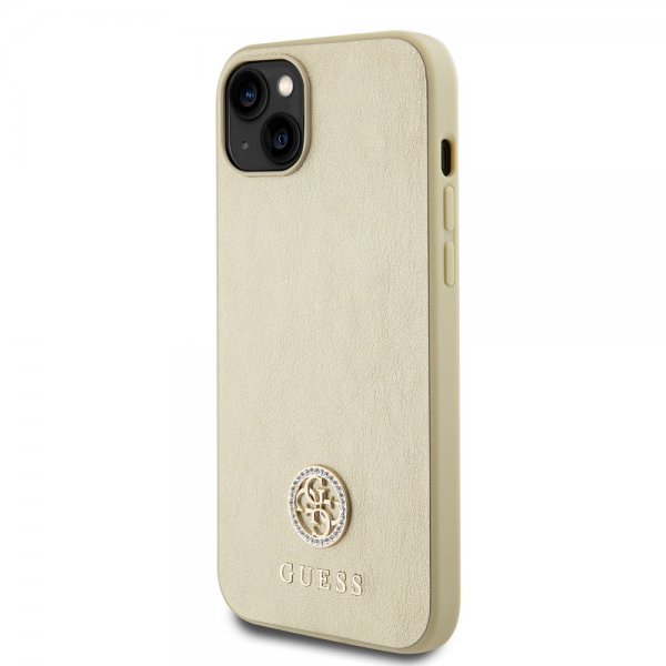 Guess iPhone 15 Skal Metal Logo Strass Guld