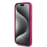 Guess iPhone 15 Skal Metal Logo Strass Metallic Rosa