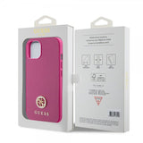Guess iPhone 15 Skal Metal Logo Strass Metallic Rosa