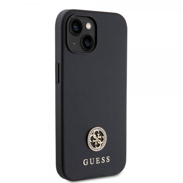 Guess iPhone 15 Skal Metal Logo Strass Svart