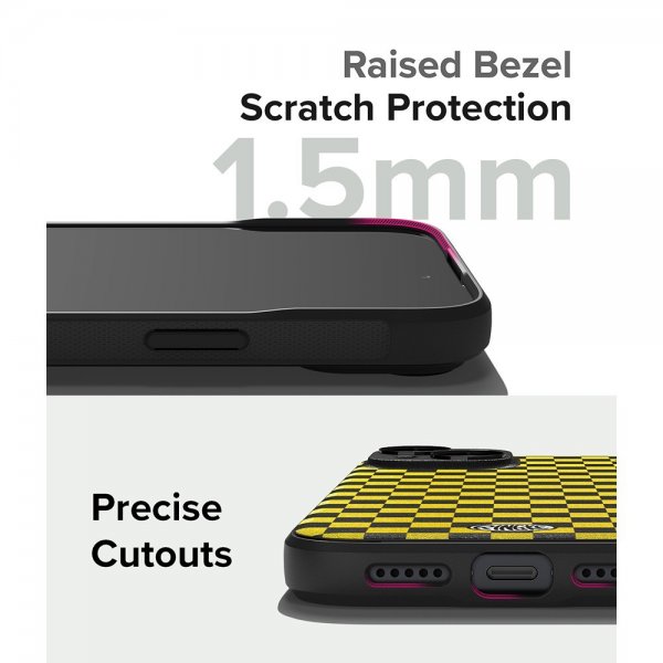 Ringke iPhone 15 Skal Onyx Design Checkerboard Yellow