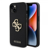 Guess iPhone 15 Skal Perforated Glitter Svart
