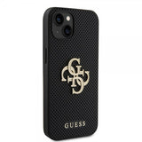 Guess iPhone 15 Skal Perforated Glitter Svart