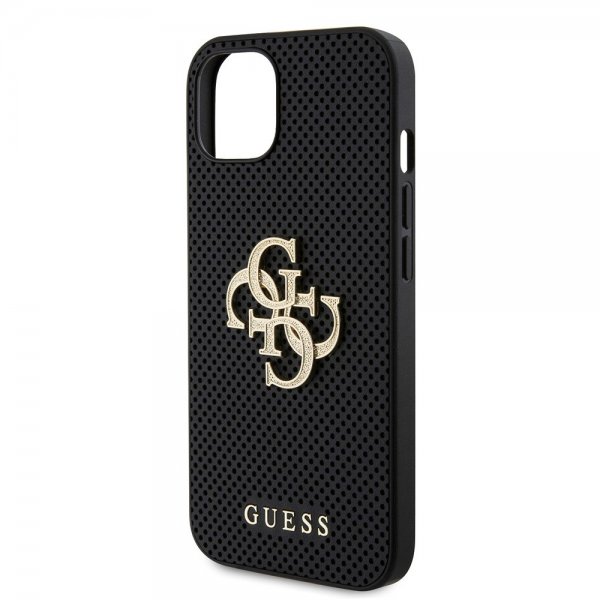 Guess iPhone 15 Skal Perforated Glitter Svart