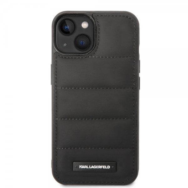 Karl Lagerfeld iPhone 15 Skal Quilted Nylon Puffy Case Logo Plate Svart