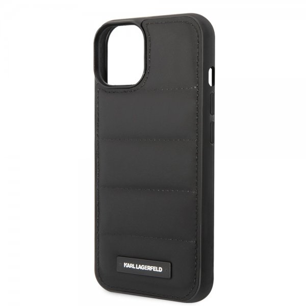 Karl Lagerfeld iPhone 15 Skal Quilted Nylon Puffy Case Logo Plate Svart