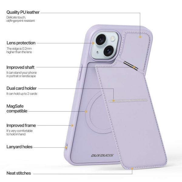 Dux Ducis iPhone 15 Skal Rafi II Series MagSafe Lila