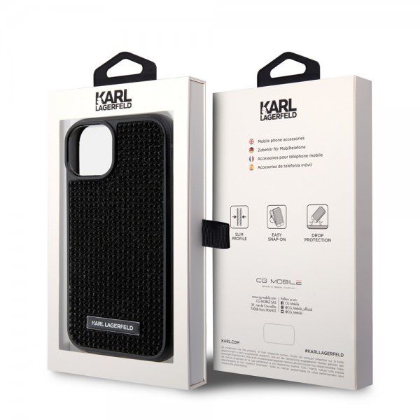 Karl Lagerfeld iPhone 15 Skal Rhinestone Svart