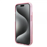 Guess iPhone 15 Skal Ring Stand Glitter MagSafe Rosa