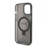 Guess iPhone 15 Skal Ring Stand Glitter MagSafe Svart