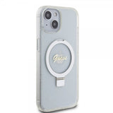 Guess iPhone 15 Skal Ring Stand Glitter MagSafe Transparent