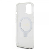 Guess iPhone 15 Skal Ring Stand Glitter MagSafe Transparent