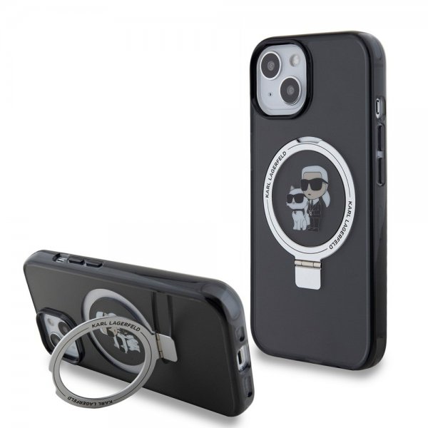 Karl Lagerfeld iPhone 15 Skal Ring Stand MagSafe Svart