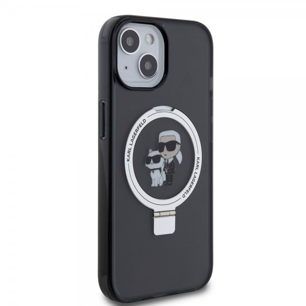 Karl Lagerfeld iPhone 15 Skal Ring Stand MagSafe Svart