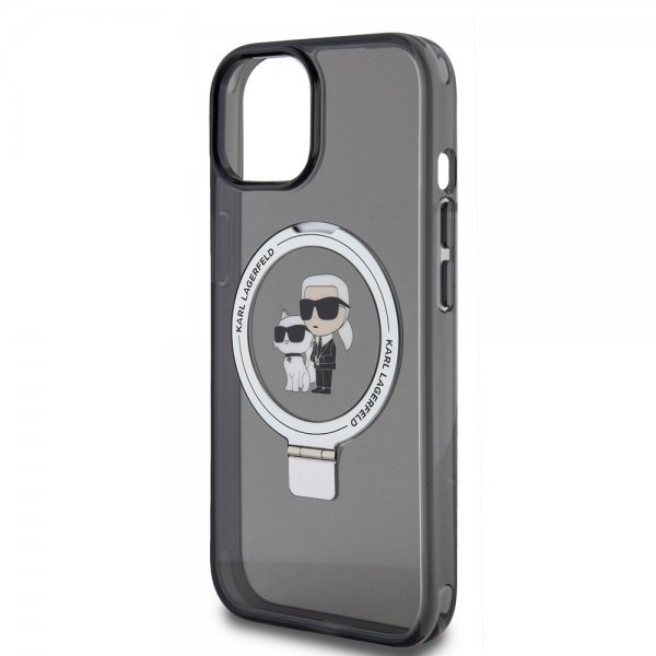 Karl Lagerfeld iPhone 15 Skal Ring Stand MagSafe Svart