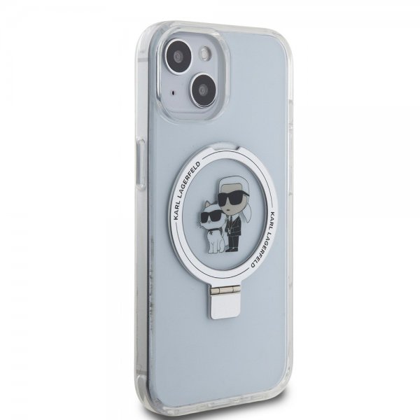 Karl Lagerfeld iPhone 15 Skal Ring Stand MagSafe Vit