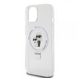 Karl Lagerfeld iPhone 15 Skal Ring Stand MagSafe Vit