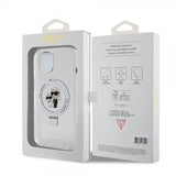 Karl Lagerfeld iPhone 15 Skal Ring Stand MagSafe Vit
