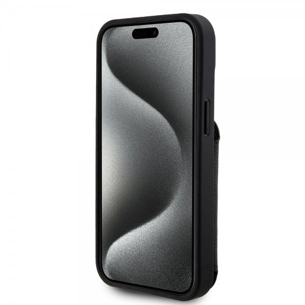 Karl Lagerfeld iPhone 15 Skal Saffiano Card Slots & Stand Svart