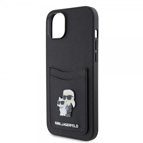 Karl Lagerfeld iPhone 15 Skal Saffiano Double Cardslot Svart