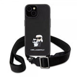 Karl Lagerfeld iPhone 15 Skal Saffiano Karl & Choupette Crossbody Svart