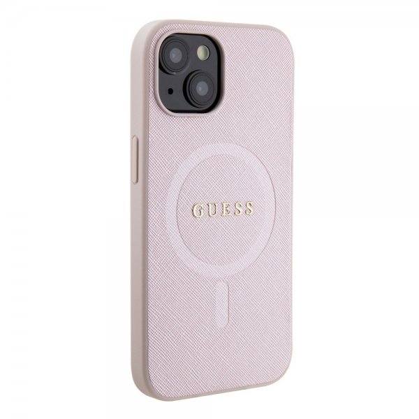 Guess iPhone 15 Skal Saffiano MagSafe Rosa