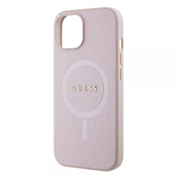 Guess iPhone 15 Skal Saffiano MagSafe Rosa