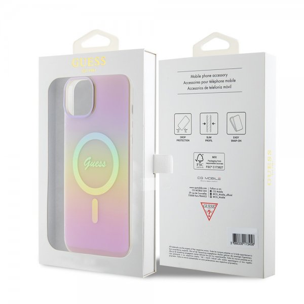 Guess iPhone 15 Skal Script MagSafe Rosa