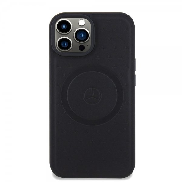 Mercedes Benz iPhone 15 Skal Star Pattern MagSafe Svart