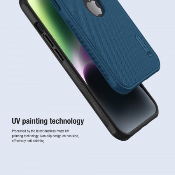 Nillkin iPhone 15 Skal Super Frosted Shield Pro Logo Hole Blå
