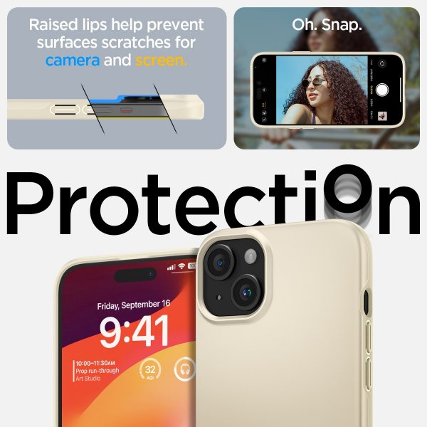 Spigen iPhone 15 Skal Thin Fit Mute Beige