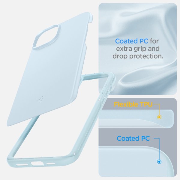Spigen iPhone 15 Skal Thin Fit Mute Blue