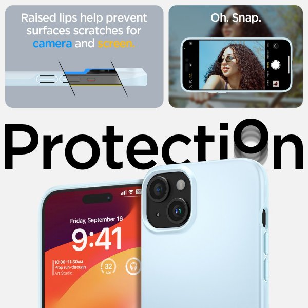 Spigen iPhone 15 Skal Thin Fit Mute Blue