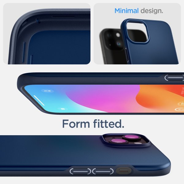 Spigen iPhone 15 Skal Thin Fit Navy Blue